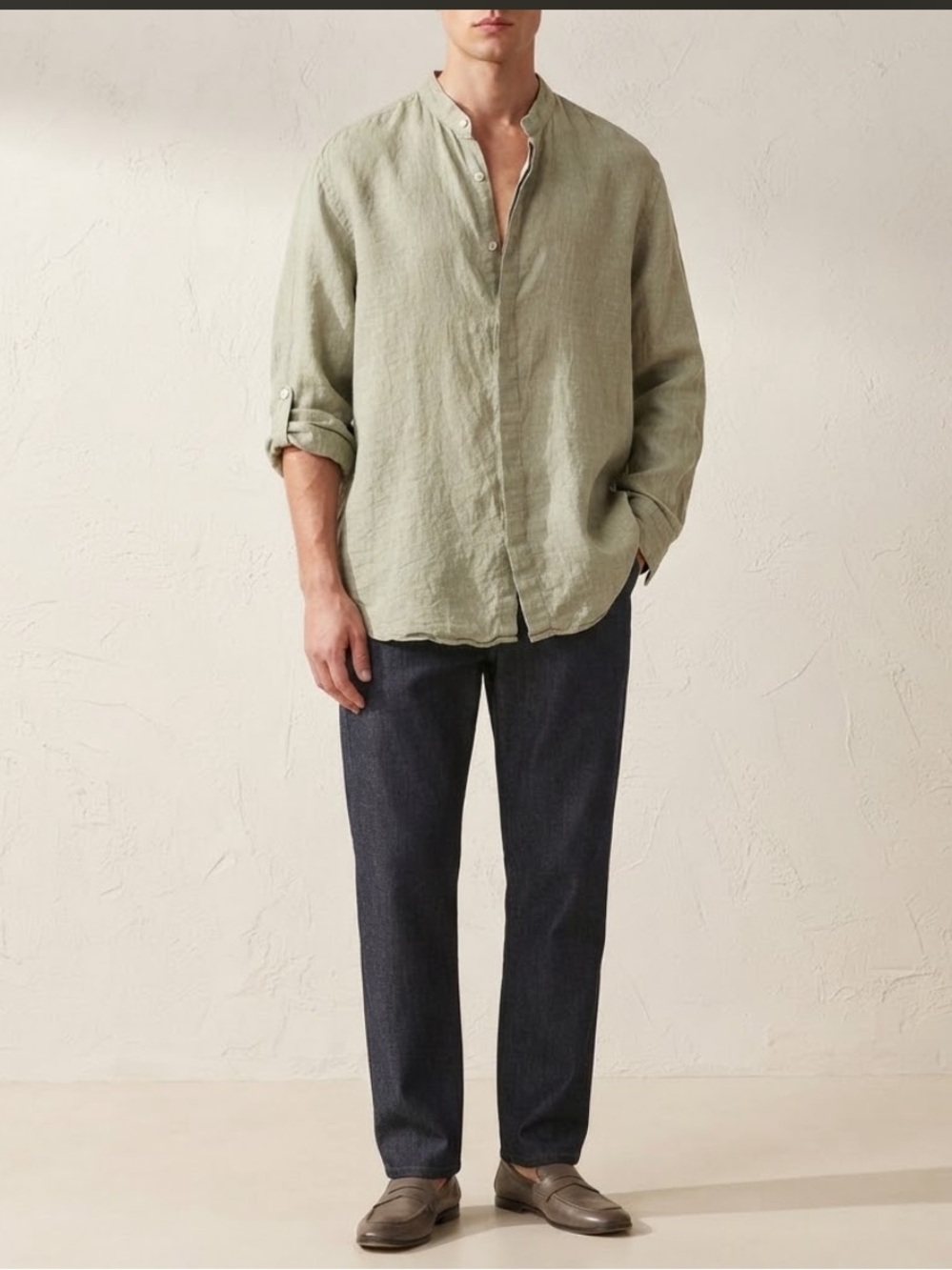 Murano Baird McNutt Irish Linen Button Up Shirt Men's Size 3XB Sage Green LS